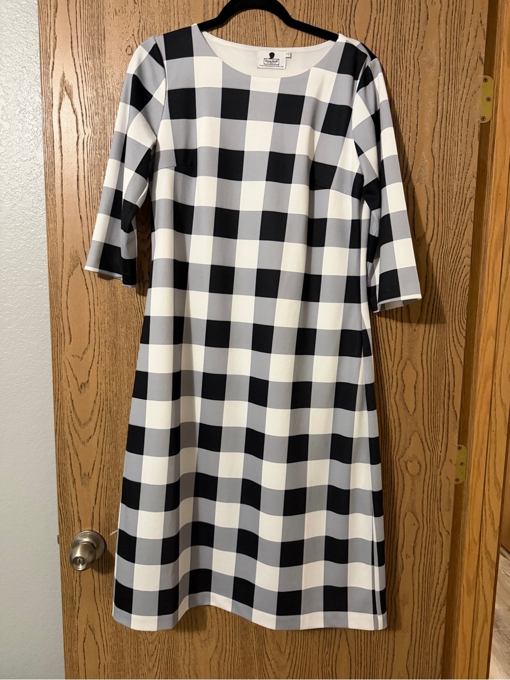Dainty Jewells Black and White Checked Shift Dress